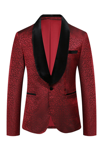 Vermelho Jacquard 2 Peças Homens Prom Ternos